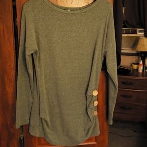 Heather Green Tunic with button detail